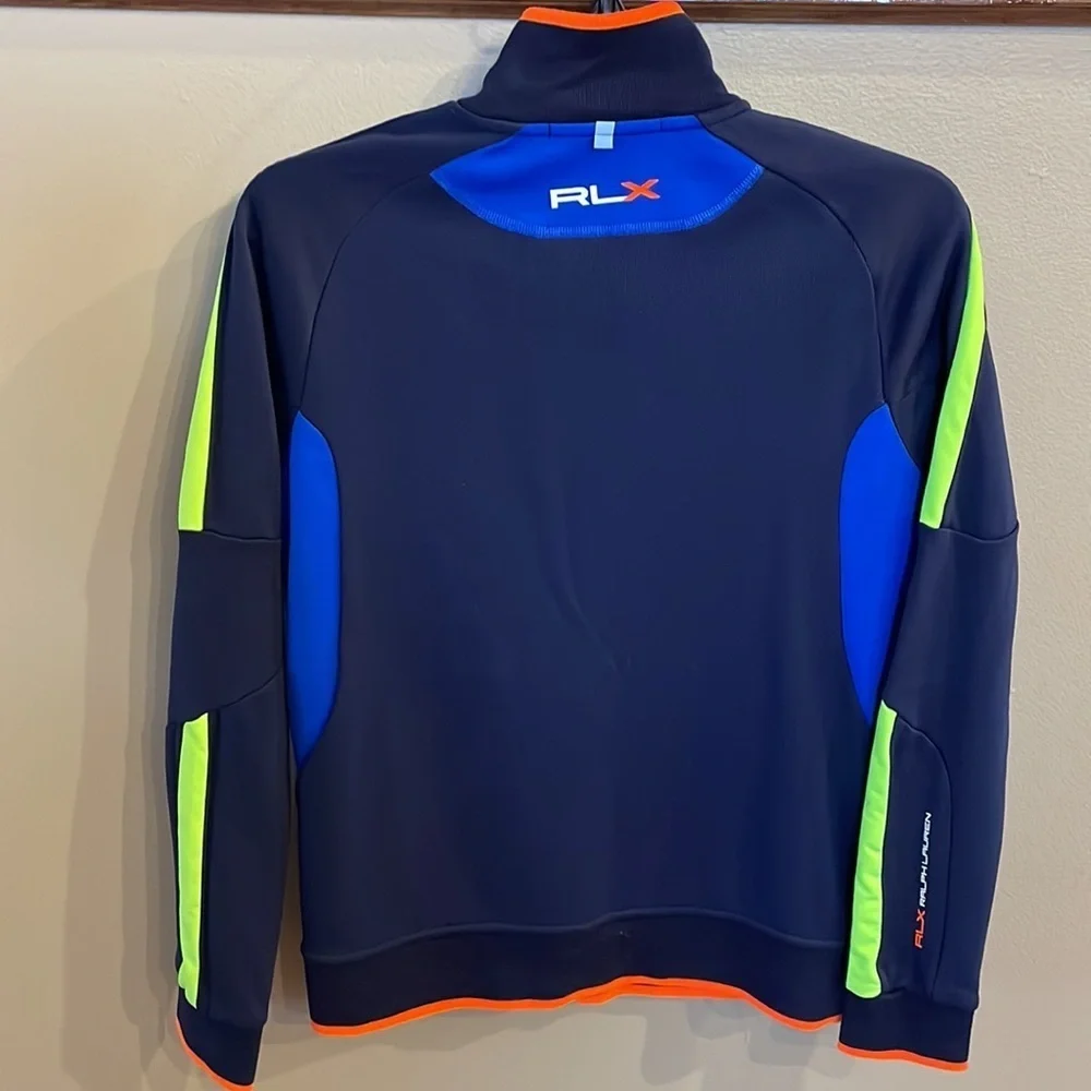 RALPH LAUREN X boys Med golf US OPEN zip up jersey jacket neon accents navy